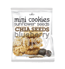 Mini oat cookies zonnebloempitten, chia en blueberry